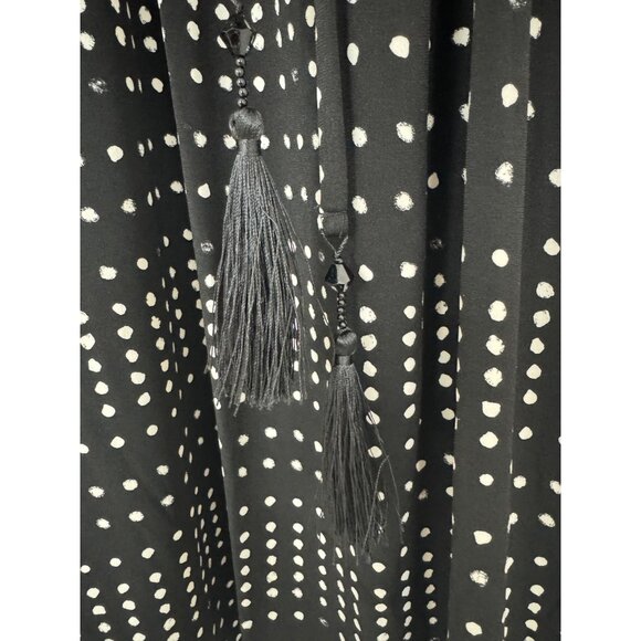 Tommy Bahama Dunmore‎ Dot Black Dress Tassel Ties Size Medium Summer Vacation - Picture 7 of 10